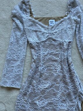 Princess Polly Avenues Long Sleeve Lace Mini Dress White Size 2